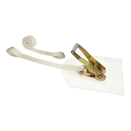 Us Cargo Control 2" x 15' White Tent Strap w/ Cover and Sewn Loop Ends 5015SL-WHT-WRP